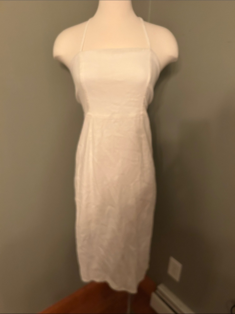 Wild  fable White Linen Halter-Style Midi Dress